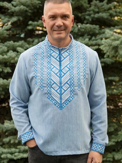 Вишиванка чоловіча блакитна Джерело