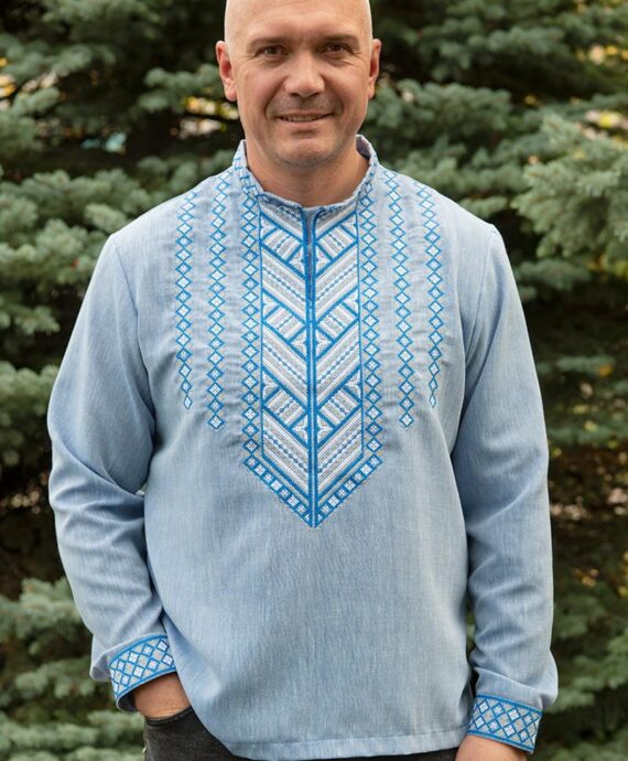 Вишиванка чоловіча блакитна Джерело